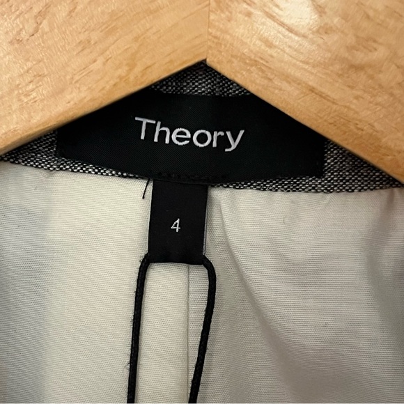 Theory Double-Breasted Linen Tailored Blazer Grey Minimalist Quiet Luxury Size 4 - Picture 6 of 14